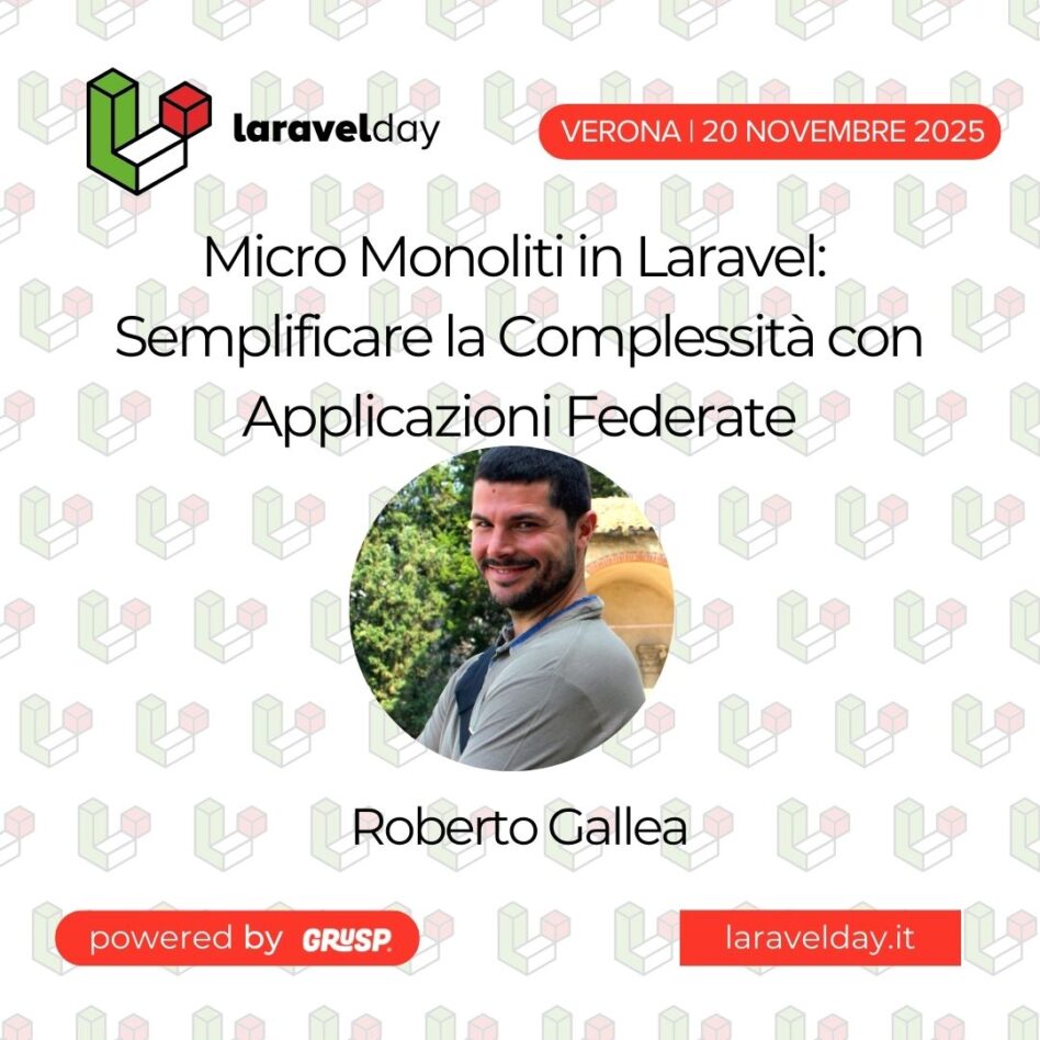"Micro Monoliti in Laravel: Semplificare la Complessità con Applicazioni Federate" di Roberto Gallea - Identity Manager @ UNIPA - laravelday Verona, 20 Novembre 2025